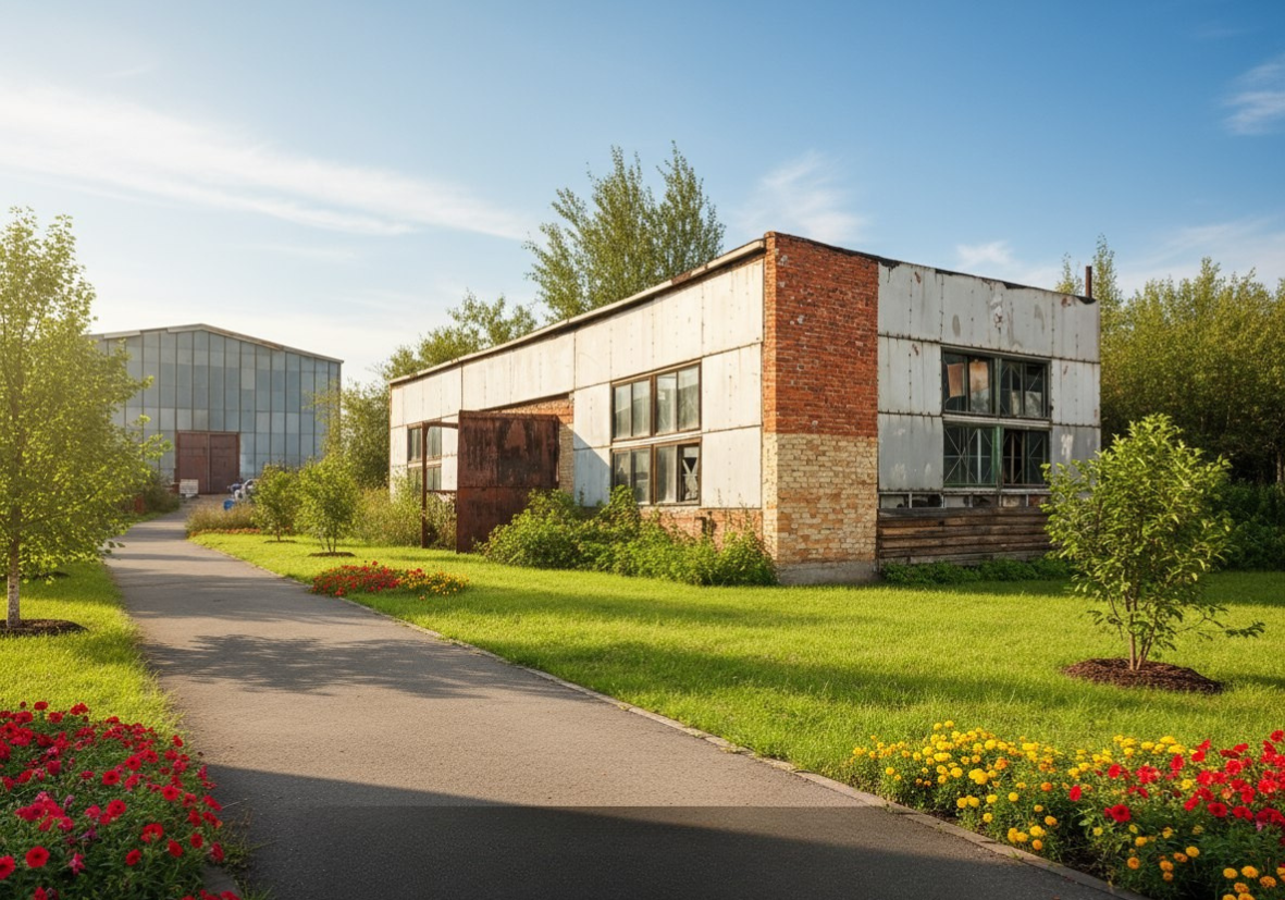 Участок с готовыми постройками